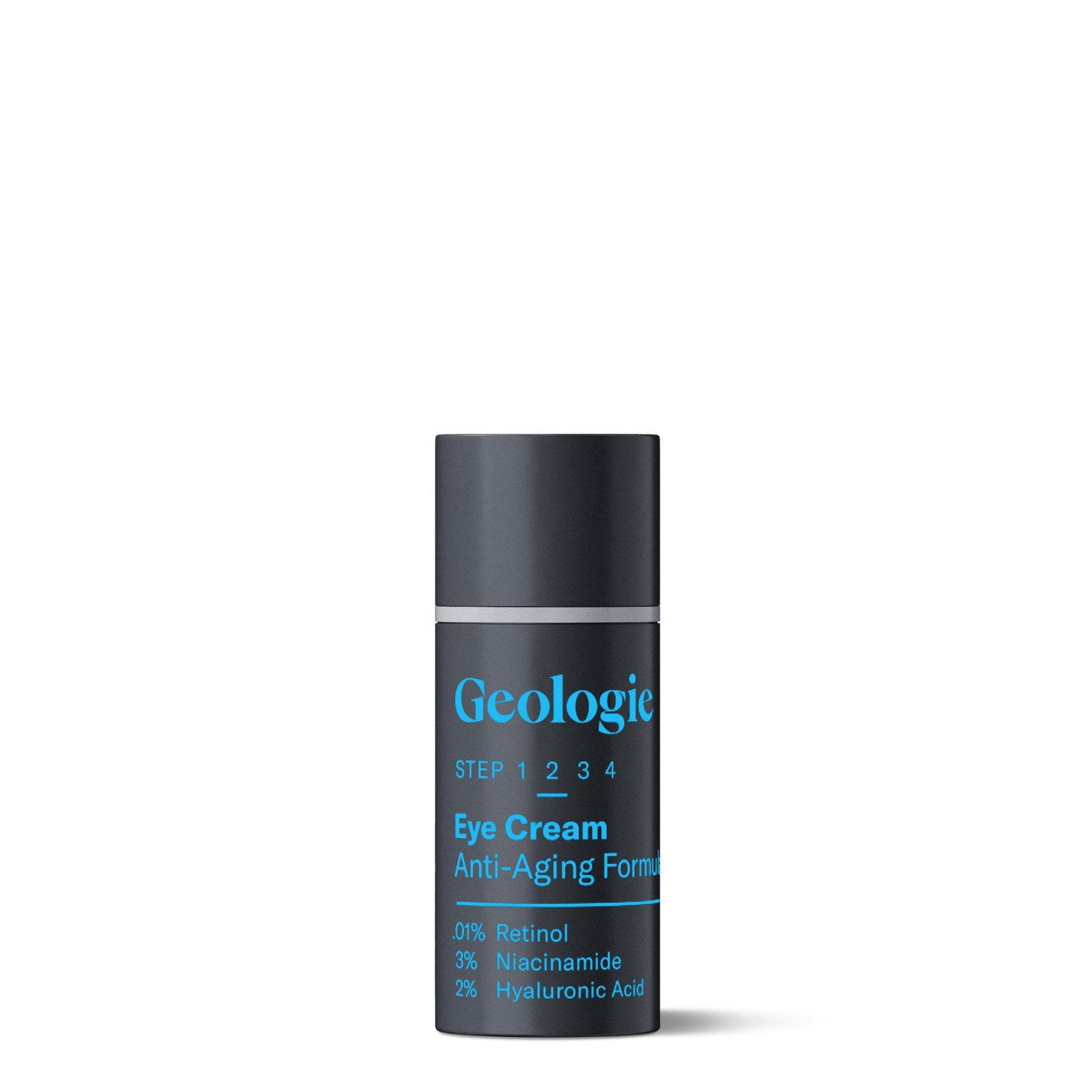 Geologic Anti-Aging Retinol Eye cream bottle on a green background.