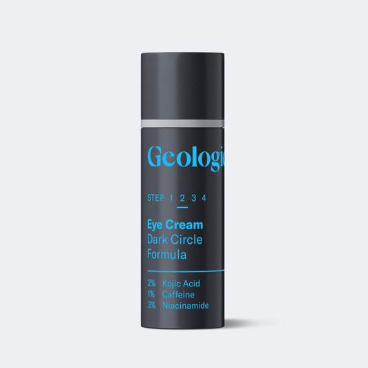 Geologi Dark Circle Eye Cream container on a light gray background.