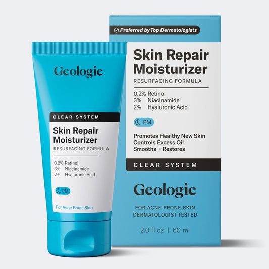 Geologie Skin Repair Moisturizer tube and packaging on a white background.
