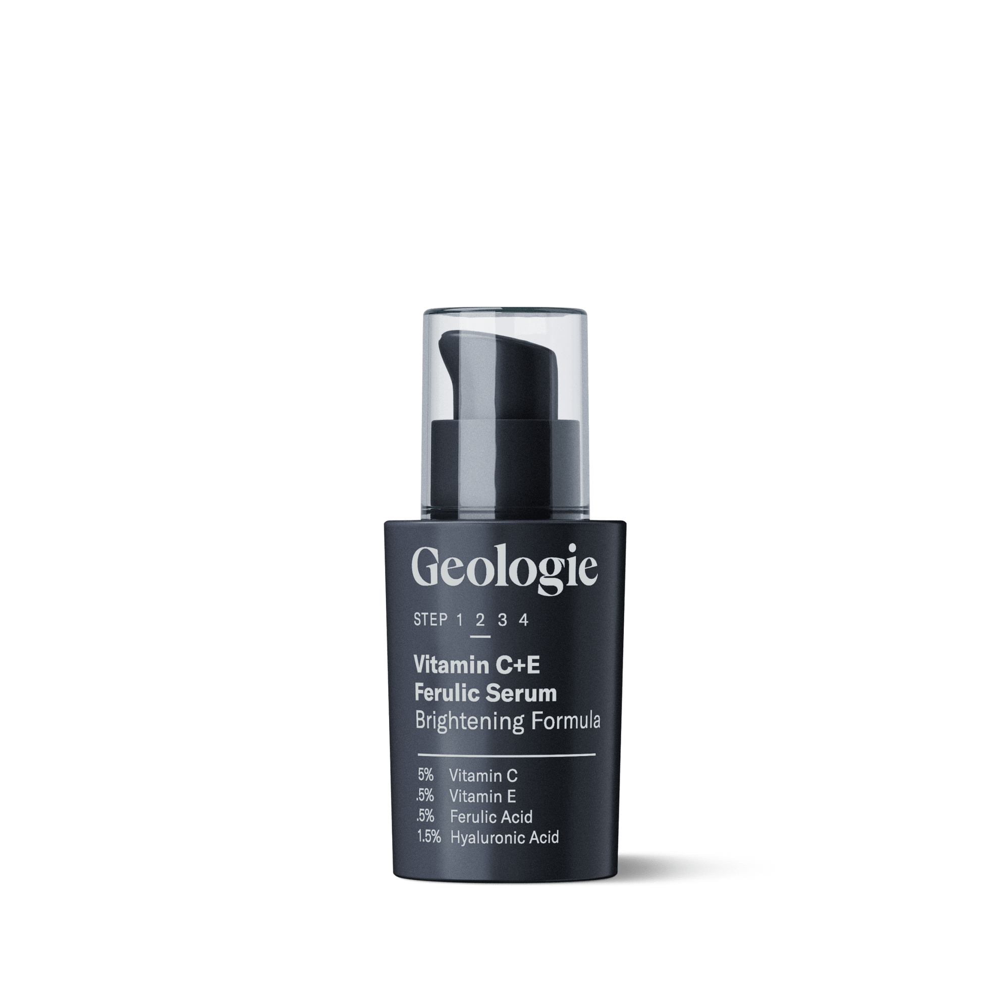 Geologie Vitamin C+E Ferulic Serum bottle on a green background.